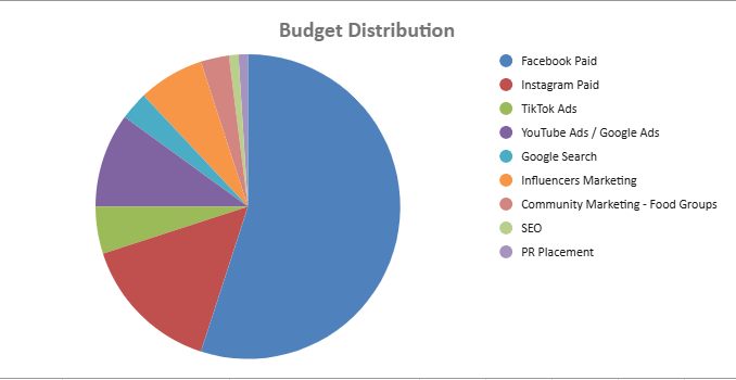 Media mix budget allocation chart across paid, owned and earned channels
